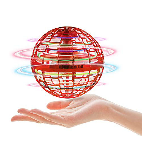 Picture of Flying Orb- Flying Toys Drones Ball Play with Colorful LED Lights and Magic Tricks, Flying Spinner As Unique Gifts for Kids & Adult - Soft Elastic Safe for Playing Indoor & Outdoor(red)