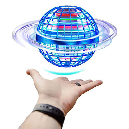 Picture of LED Magic Flying Ball Toys - Fidget Hover Ball Boomerang Drone Toy & Nebula Orb Cool Gadgets for Adults Kids | Hand Controlled Flying UFO Spinner Christmas Birthday Party Gifts for Boys Girls Blue