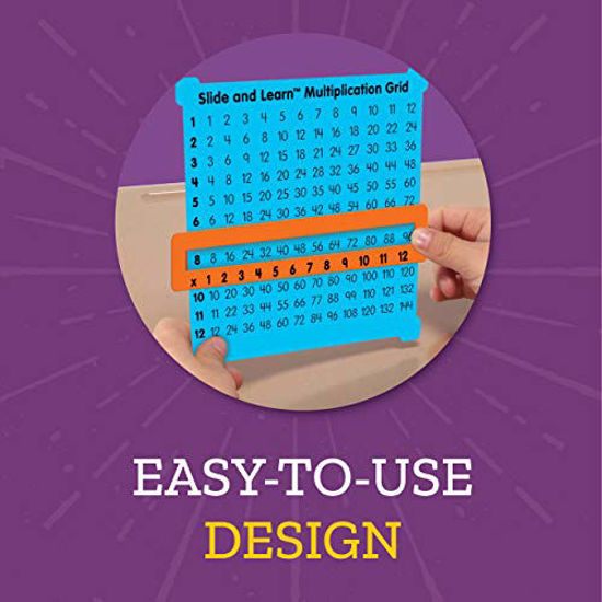 Picture of Really Good Stuff Slide and Learn Multiplication Grids, 5 by 5½ (Set of 12) - Thin Plastic Multiplication Grid with Viewer Window - Help with Multiplication Problems and Practice Tracking at School or Distance Learning at Home