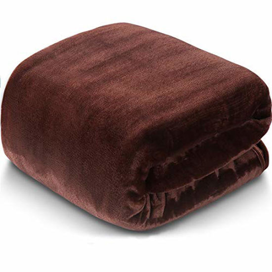 Picture of Fleece Blanket Queen Size Fuzzy Soft Plush Blanket 330GSM for All Season Spring Summer Autumn Throws for Couch Bed Sofa, 90 by 90 Inches, Brown