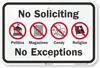 Picture of SmartSign "No Soliciting - No Exceptions" Sign | 12" x 18" 3M High Intensity Grade Reflective Aluminum