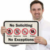 Picture of SmartSign "No Soliciting - No Exceptions" Sign | 12" x 18" 3M High Intensity Grade Reflective Aluminum