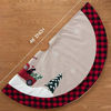 Picture of XAMSHOR 48 Inches Burlap Christmas Tree Skirt with Red and Black Plaid Border Embroidered Tree Skirt Decor for Xmas Decorations