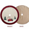 Picture of XAMSHOR 48 Inches Burlap Christmas Tree Skirt with Red and Black Plaid Border Embroidered Tree Skirt Decor for Xmas Decorations