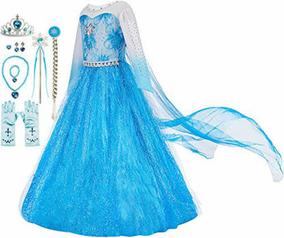 Picture of Funna Costume for Girls Princess Dress Up Costume Cosplay Fancy Party with Accessories Blue, 2T