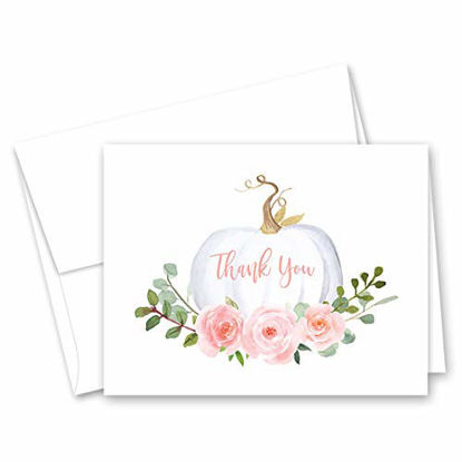 Picture of Floral Pumpkin Thank You Cards and Envelopes - 50 cnt