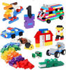 Picture of Building Bricks 520 Pieces Set, 500 Basic Building Blocks in 17 Shapes Includes Wheels, Door, Window, Bulk Block with Reusable Storage Box and Building Base Plate, Compatible to All Major Brands