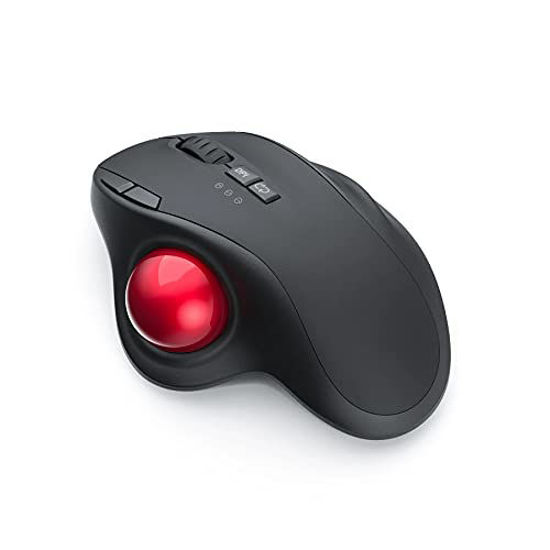 GetUSCart- 2.4GHz Wireless Trackball Mouse, Thumb-Operated Bluetooth Trackball  Mouse with Smooth Tracking, Ergonomic Mouse with 3 Adjustable DPI Levels  for Computer Windows Mac-Black