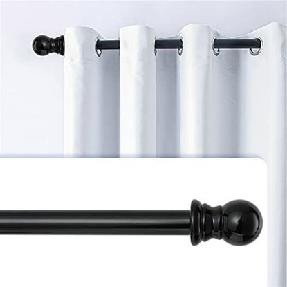 Picture of Curtain Rods for windows,1" Diameter Metal Single Adjustable Curtain Rod set with Brackets (Black, 30-144")