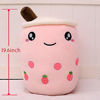 Picture of MDXMY 19.6 Inch Boba Tea Plush Stuffed Toy Pink Strawberry Pearl Milk Tea Bubble Plush Pillow Home Soft Hug Pillow Gifts (Pink Strawberry, 19.6 in)