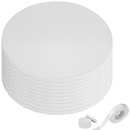 Picture of Sturdy White Cake Drum 12 Inch 1/2" Thick (10 Pack) + Satin White Ribbon + Prop Up Tool | No Seam Greaseproof Foil Board | Bundle for Making The Perfect Presentation!