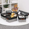 Picture of Small Storage Baskets Fabric Bins(6-Pack)Baskets for Shelves, Empty Gift baskets with Leather Handles,Folable Baskets for organizing Clothes, Toys, Books, Gifts(Black&Gray,11.8" x 7.8" x 5.1")