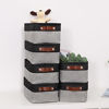 Picture of Small Storage Baskets Fabric Bins(6-Pack)Baskets for Shelves, Empty Gift baskets with Leather Handles,Folable Baskets for organizing Clothes, Toys, Books, Gifts(Black&Gray,11.8" x 7.8" x 5.1")