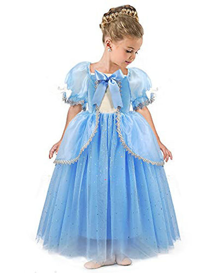 Picture of Girls Princess Dress Fancy Costume Role Play Ball Gown Halloween Party Dress up (blue 4, 4-5 Years)