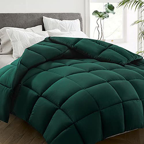 Picture of HYLEORY All Season Full Size Bed Comforter - Cooling Down Alternative Quilted Duvet Insert with Corner Tabs - Winter Warm - Machine Washable - Emerald Green