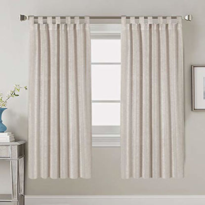 Picture of H.VERSAILTEX Linen Curtains Natural Linen Blended Tab Top Window Treatments Panels Drapes for Living Room / Bedroom, Elegant Energy Efficient Light Filtering Curtains (Set of 2, 52in x 72in, Angora)