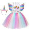 Picture of Soyoekbt Girls Unicorn Costume LED Light Up Unicorn Princess Dress Birthday Party Outfit Halloween Tutu Dress with Headband Sequin 3-4 Years