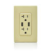 Picture of Leviton RUAA2-WG Renu USB Charger/Tamper-Resistant Duplex Outlet, 20A-125VAC, Whispering Wheat