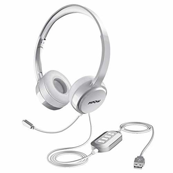 Picture of Mpow 071 USB Headset/ 3.5mm Computer Headset with Microphone Noise Cancelling, Lightweight PC Headset Wired Headphones, Business Headset for Skype, Webinar, Cell Phone, Call Center