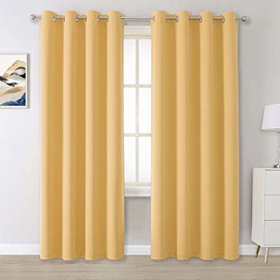 Picture of Desert mist Curtains 84 Inches Long Blackout Curtain Panels for Bedroom Room Darkening Solid Window Drapes for Living Room Thermal Insulated Grommet Top 52W x 84L,2 Panels