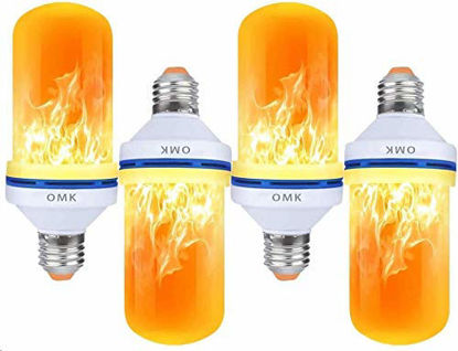 Picture of OMK - LED Flame Effect Fire Light Bulbs - Newest Upgraded 4 Modes Flickering Fire Simulated Lamps - E26 Base LED Bulb - Energy Efficient Fire Lights for Indoor/Outdoor Decoration (Yellow 4)