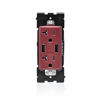 Picture of Leviton RUAA2-DG Renu USB Charger/Tamper-Resistant Duplex Outlet, 20A-125VAC, Deep Garnet