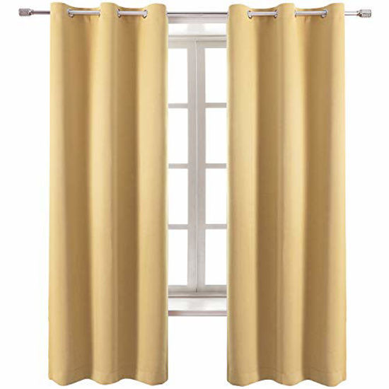 Picture of WONTEX Blackout Curtains Room Darkening Thermal Insulated with Grommet Window Curtain for Living Room, 42 x 63 inch, Burgundy, 2 Panels