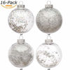 Picture of Sea Team 100mm/3.94" Shatterproof Clear Plastic Christmas Ball Ornaments Decorative Xmas Balls Baubles Set with Stuffed Delicate Decorations (16 Counts, Silver)