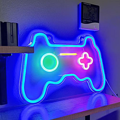 Picture of SOLIDEE Led Dimmable Neon Signs Wall Decorations for Living Room|Bedroom Gamepad Controller Shape Neon Sign Lights Game Room Decor Accessories Cool Teen Boys|Girls|Kids Gamer Gifts