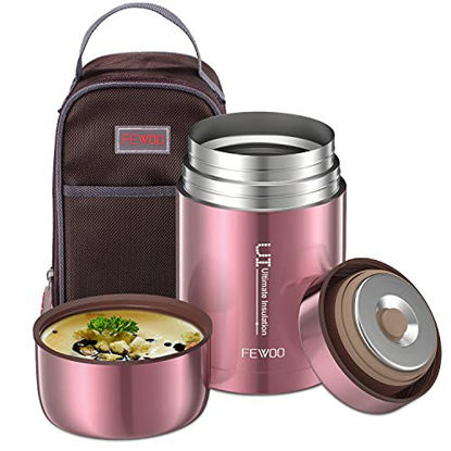 Thermos for Hot Food,Soup Thermos for Kids Adults,Thermos Lunch Box 21oz, Thermos Water Bottle,Thermos Stainless Steel,Vacuum Insulated Food Jar for  Hot and Cold with Handle and Folding Spoon (Black) 