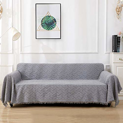 Picture of ROSE HOME FASHION Geometrical Sofa Cover, Couch Cover, Couch Covers for 3 Cushion Couch, Couch Covers for Sofa, Sofa Covers for Living Room, Couch Covers for Dogs, Couch Protector(Small:Light Grey)