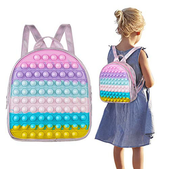 Picture of Vanblue Large Pop Backpack for Girls Fidget Pop Backpack Purse Shoulder Bag Push Pop Fidget Toy Party Favors Pop Fidget Bag Handbag Best Gift for Kids Birthday Party ADHD Anxiety Stress Relief