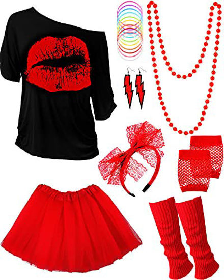 GetUSCart- 80s Costume Accessories Set T-Shirt Tutu Headband