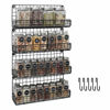 Picture of Spice Rack Organizer Wall Mounted 4-Tier Stackable Black Iron Wire Hanging Spice Shelf Storage Racks,Great for Kitchen and Pantry Storing Spices, Household Items,Bathroom and More,Large with 5 Hooks(Patent No.:D909138S)