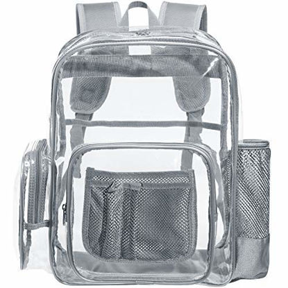 Picture of Clear Backpack, iSPECLE Durable School Backpack with Laptop Compartment Clear Backpack with Reinforced Padded Straps Large Size Transparent Bag for School, Work, Security