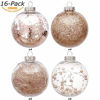 Picture of Sea Team 100mm/3.94" Shatterproof Clear Plastic Christmas Ball Ornaments Decorative Xmas Balls Baubles Set with Stuffed Delicate Decorations (16 Counts, Rose Gold)