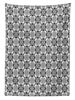 Picture of Ambesonne Grey Tablecloth, Contemporary Floral Graphic Print Various Sized 4 Leaf Clovers Garden Plants, Rectangular Table Cover for Dining Room Kitchen Decor, 60" X 84", Black White