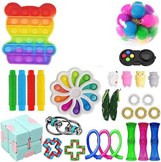  Fidget Simple Fidget Pack, 35pcs Fidget Toys Set with Popping  Fidget Sensory Toys for Kids and Adults Simple Fidget Stress Relief Kit  Gift for Party Classroom Christmas Stocking : Toys 
