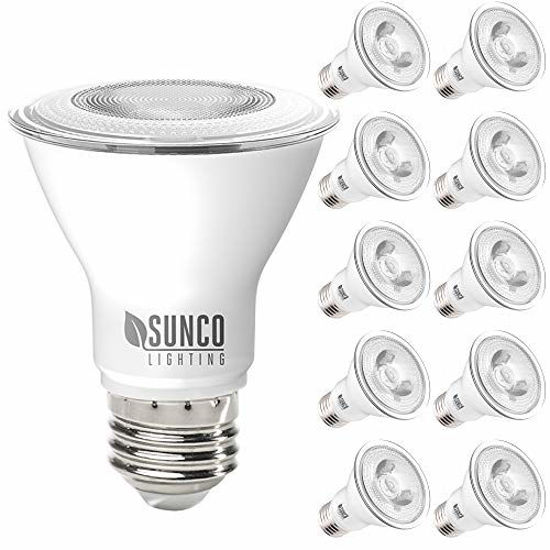 Picture of Sunco Lighting 10 Pack PAR20 LED Bulbs Flood Light Dimmable 3000K Warm White, 50W Equivalent 7W, 470 LM, E26 Medium Base, Wet-Rated, Indoor Outdoor, IP65 Waterproof - UL & Energy Star