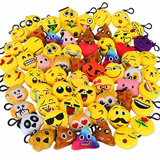 Picture of Dreampark Emoticon Keychain Mini Cute Plush Pillows, Party Favors for Kids Valentine's Day Gifts / Birthday Party Supplies, Emoticon Gifts Toys Carnival Prizes for Kids (64 Pack)