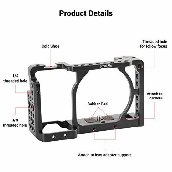 Picture of SMALLRIG Camera Cage only for Sony A6000 A6300 ILCE-6000 ILCE-6300 NEX7 with 1/4" 3/8" Mounting Points and Built-in Cold Shoe - 1661