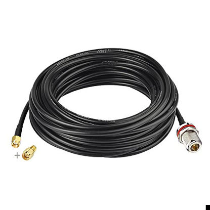 Picture of Bingfu Lora Antenna Cable RG58 49.2ft - N Female to RP-SMA Male - with SMA Adapter - Extension Cable for RAK Nebra Bobcat HNT Helium Hotspot Miner SyncroBit LoraWan Gateway Module Repeater Antennae