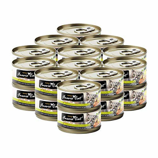 Picture of Fussie Cat Premium Tuna with Mussels in Aspic Grain-Free Wet Cat Food 2.82oz, case of 24