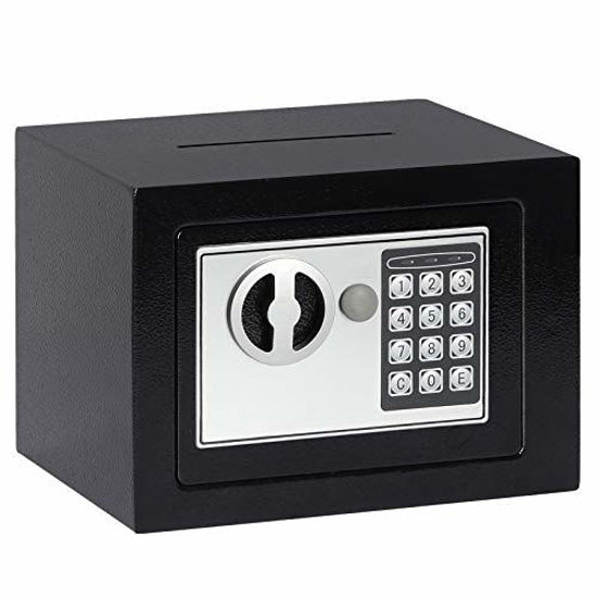 Picture of Jssmst Small Safe Box, 0.17CF Mini Safe Kids Safe Box for Home Office, Personal Safe Lock Box with Electronic Keypad, Money Safe Box, 9.06 x 6.69 x 6.69 inch, SM-SF027, Black