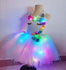 Picture of bDDeDD Unicorn Dress for Girls, Unicorn Costumes LED Light Up TuTu Dress Birthday Party Outfit Halloween Cosplay Pink+Flower 3~4Y