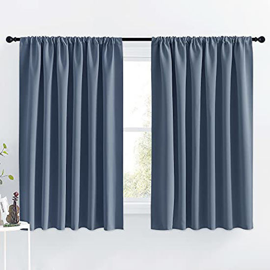 Picture of NICETOWN Blackout Curtains for Bedroom, Blackout Curtain Panels, Window Treatment Energy Saving Thermal Insulated Solid Rod Pocket Blackout Drapes / Draperies (Stone Blue, 1 Pair, 70 by 63-inch)