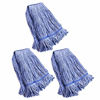 Picture of String Mop Heads Replacement Heavy Duty Commercial Grade Blue Cotton Looped End Wet Industrial Cleaning Mop Head Refills (3, Large)