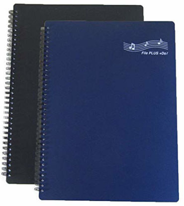 Picture of FILE PLUS DO Folder for Musicians, Sheet Music Folder, Band Folder, Writable, Spiral-Bound, US LETTER / A4 Size, 30 Sleeves, 60 Pages (Black + Navy 2 per set)