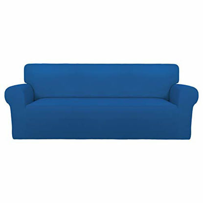 Picture of PureFit Super Stretch Chair Sofa Slipcover - Spandex Non Slip Soft Couch Sofa Cover, Washable Furniture Protector with Non Skid Foam and Elastic Bottom for Kids, Pets Sofa Classic Blue