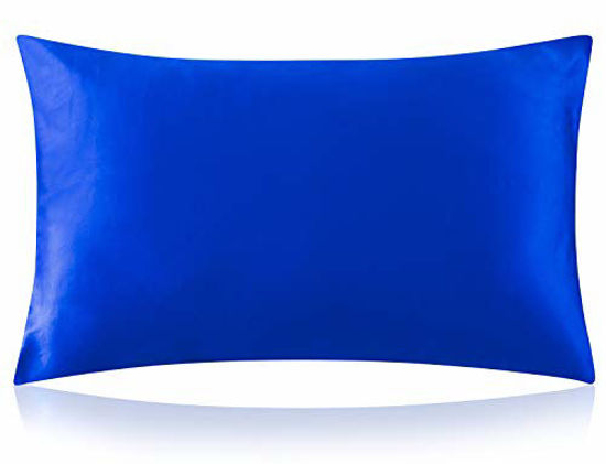 Picture of ZIMASILK 100% Mulberry Silk Pillowcase for Hair and Skin Health,Soft and Smooth,Both Sides Premium Grade 6A Silk,600 Thread Count,with Hidden Zipper,1pc (King 20''x36'',Royal Blue)